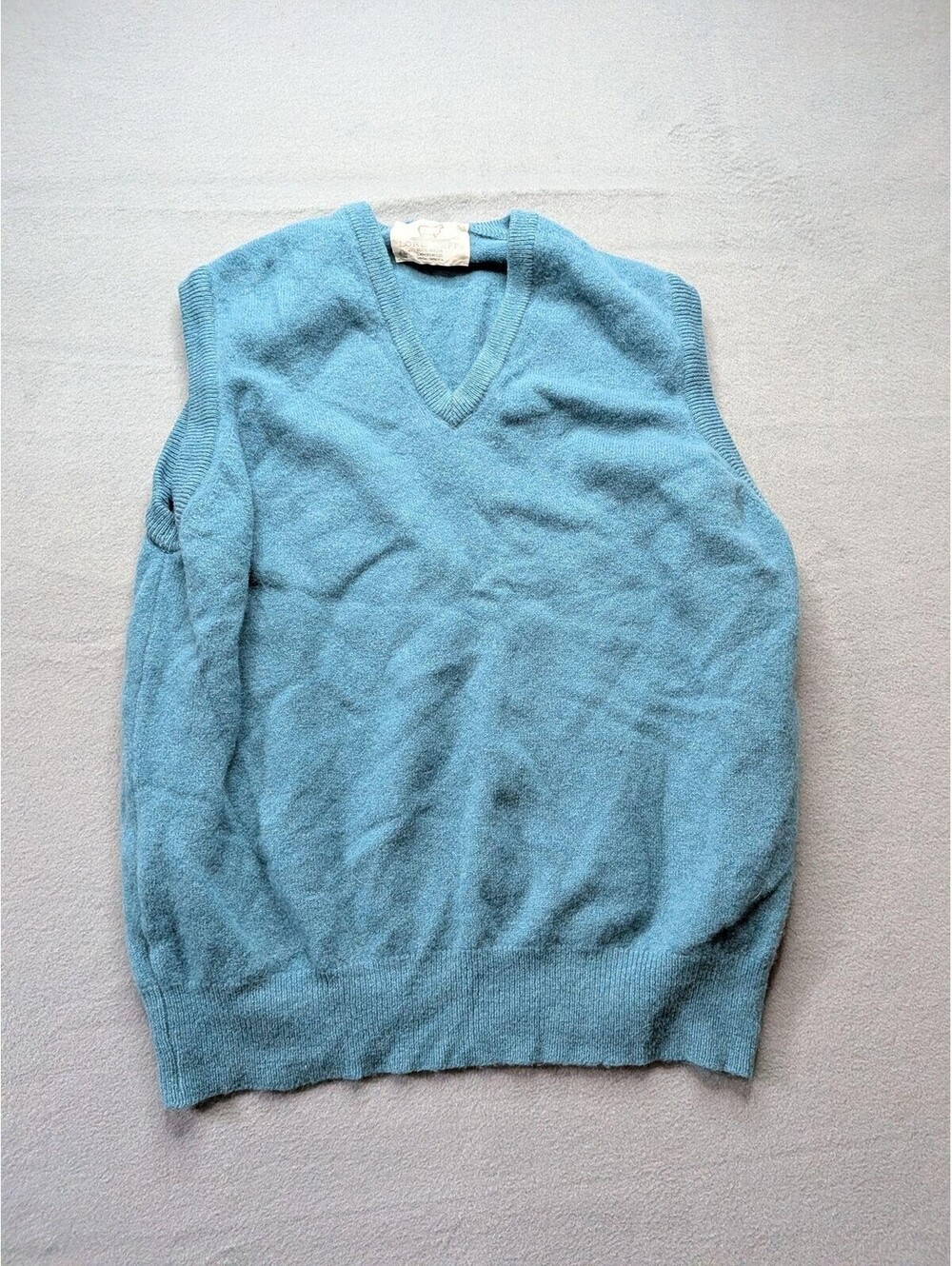 Vintage Lord Jeff Vest Mens XL Blue Lambswool V Neck Pullover Sweater USA